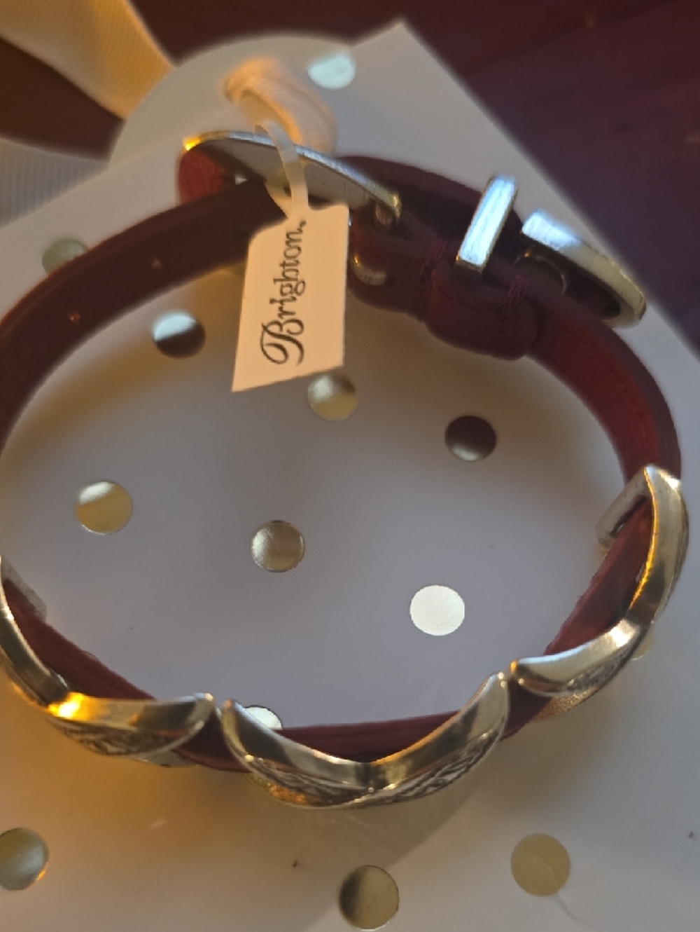 Brighton Red Leather Braided Bracelet with Silver Accents - Women Jewelry NWT - Picture 2 of 4